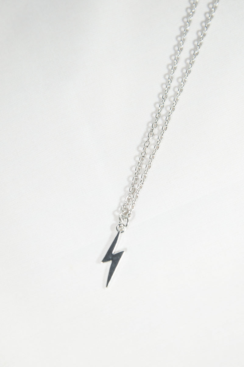 Silver Lightning Bolt Necklace UK Fashion THE VINTAGE SCENE The