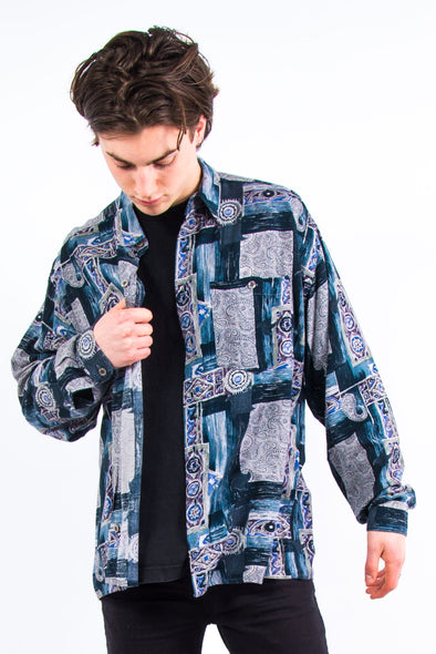 90's Abstract Paisley Pattern Shirt