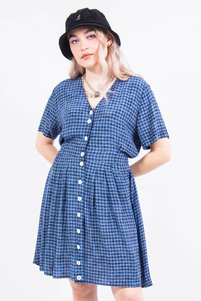 Vintage 90's Blue Check Mini Dress
