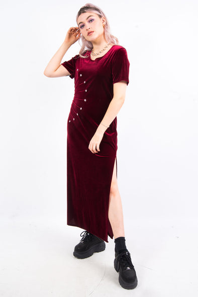 Vintage 90's Embellished Velvet Maxi Dress