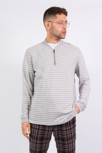 Nautica 1/4 Zip Grey Striped Lightweight Sweatshirt