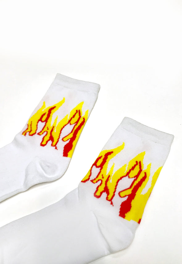 White & Yellow Flame Socks