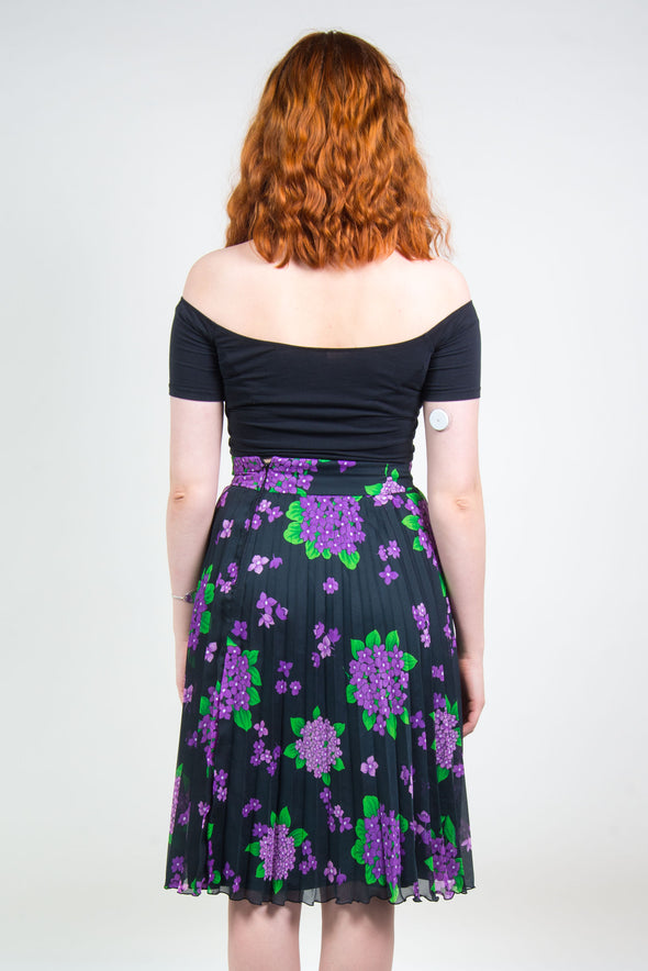 70's Floral Print Midi Skirt