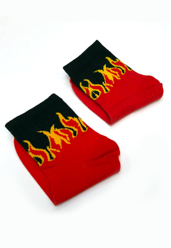 Black & Red Flame Socks