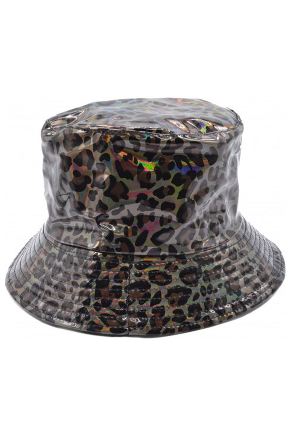 Holographic Leopard Print Bucket Hat