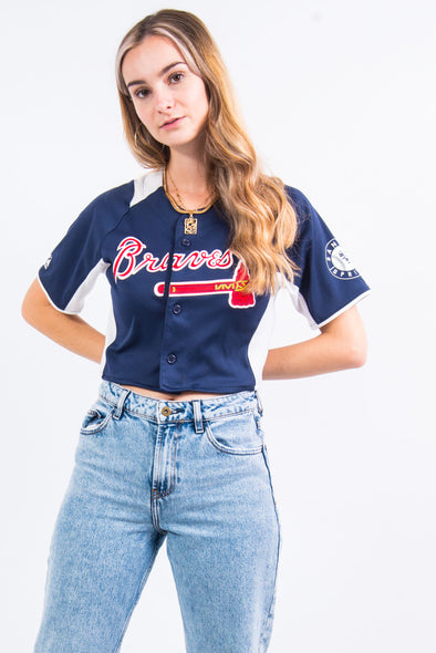 Vintage Atlanta Braves Baseball Cropped Jersey Shirt