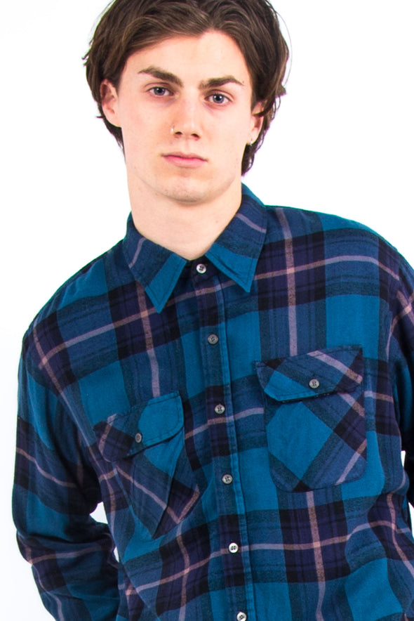 Vintage Blue Check Flannel Shirt