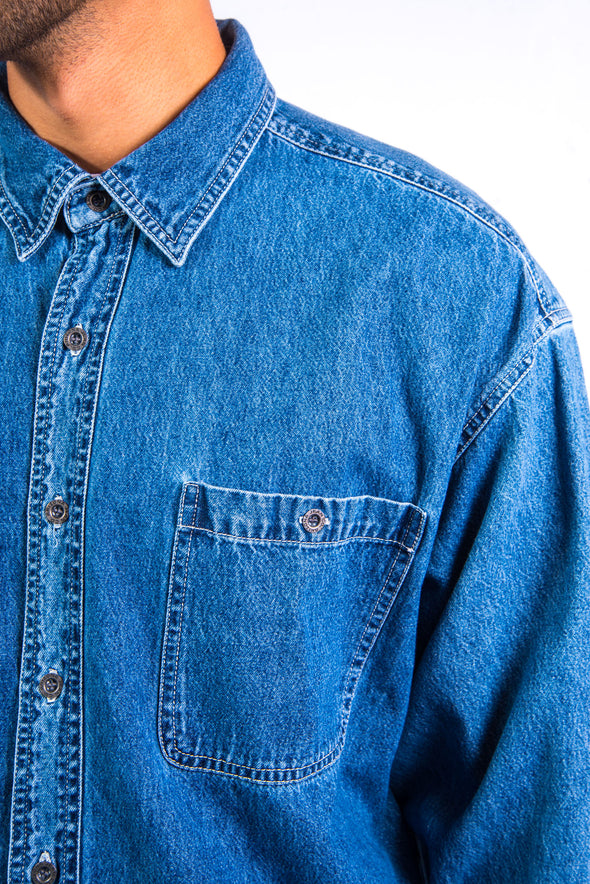 90's Vintage Blue Denim Shirt