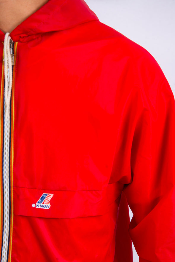 Vintage Red K-Way Waterproof Jacket