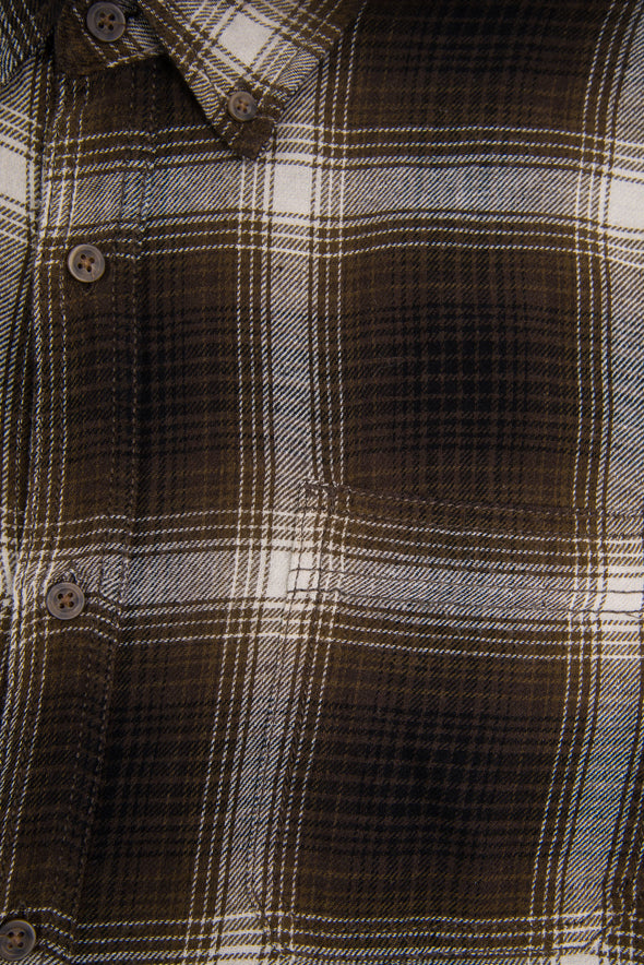 Brown Check Pattern Flannel Shirt