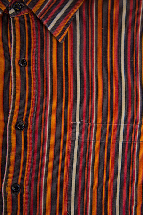 Vintage Orange Striped Cord Shirt