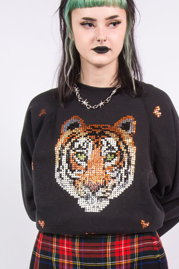 Vintage 90's Sequin Tiger Cute Sweatshirt