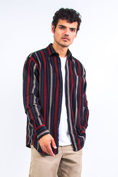 90's Vintage Striped Cord Shirt