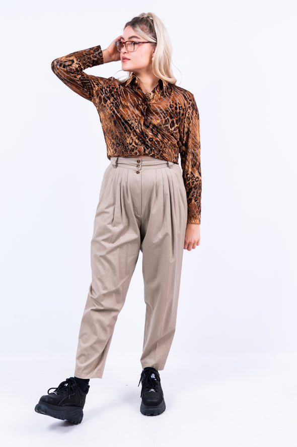 Vintage 90's Beige High Waist Trousers