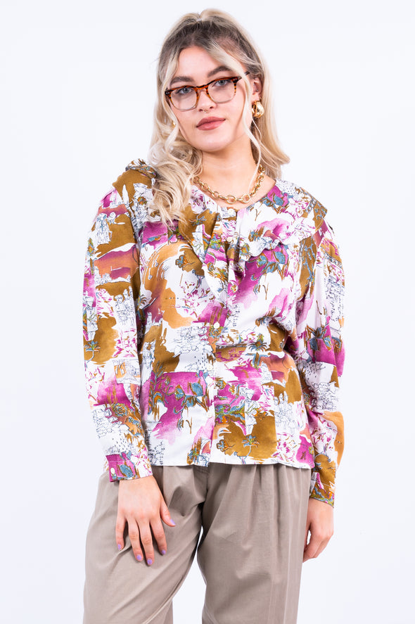 Vintage 80's Abstract Print Blouse