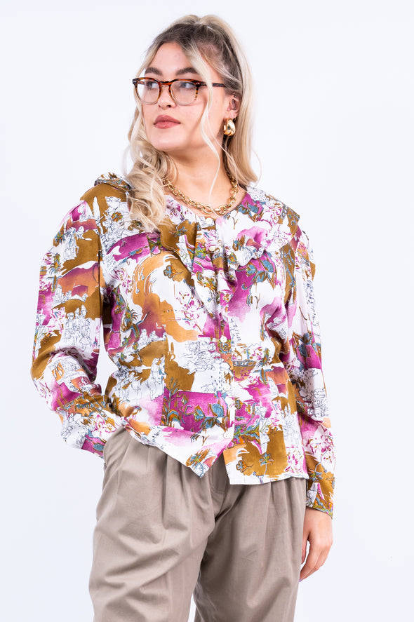 Vintage 80's Abstract Print Blouse