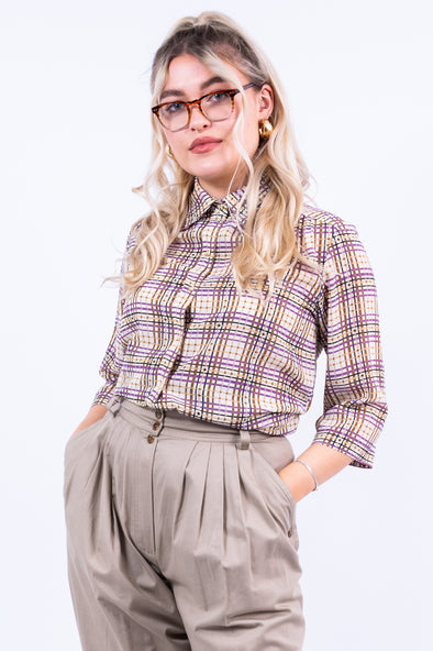 Vintage 90's Check Blouse