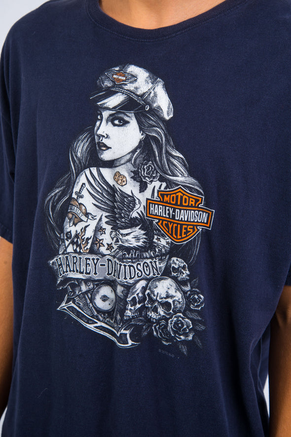 Vintage Harley Davidson Tattoo Print T-Shirt