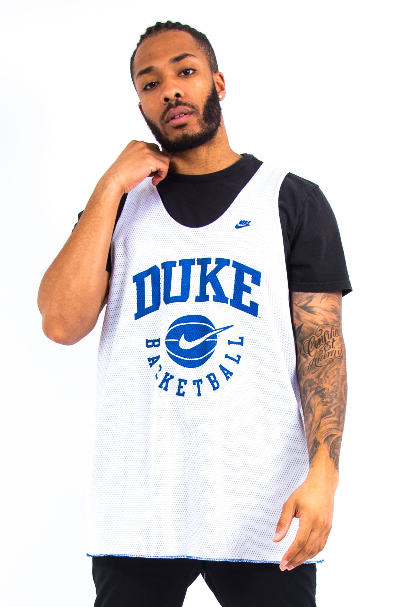 Nike Boy's M Duke Blue Devils Reversible Basketball Jersey Top Blue White 872382