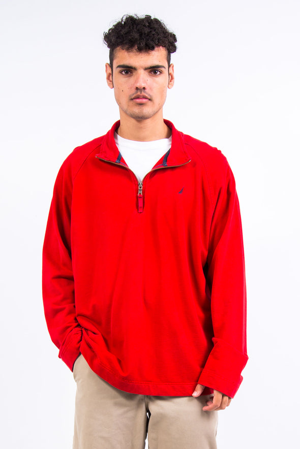 Red Nautica 1/4 Zip Sweatshirt