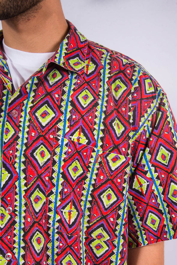 90's Vintage Crazy Neon Pattern Shirt