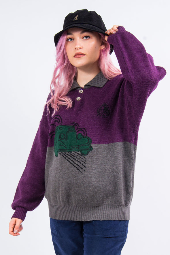 Vintage 90's Novelty Car Knit Jumper
