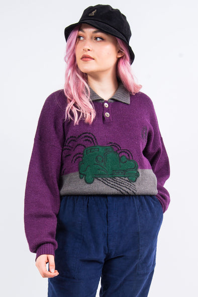 Vintage 90's Novelty Car Knit Jumper