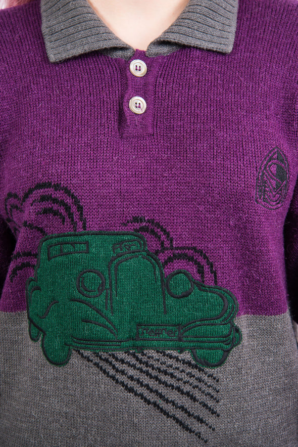Vintage 90's Novelty Car Knit Jumper
