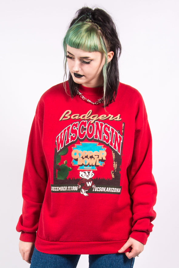 Vintage 90's Red Wisconsin Badgers Sweatshirt