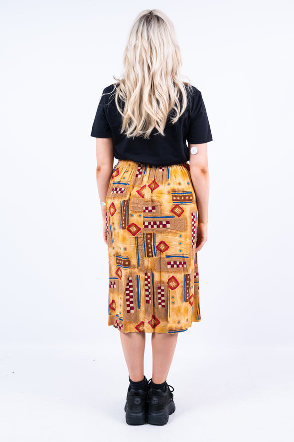 Vintage 90's Abstract Print Midi Skirt