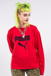 Vintage 90's Red Puma Sweatshirt with Velvet Spell Out