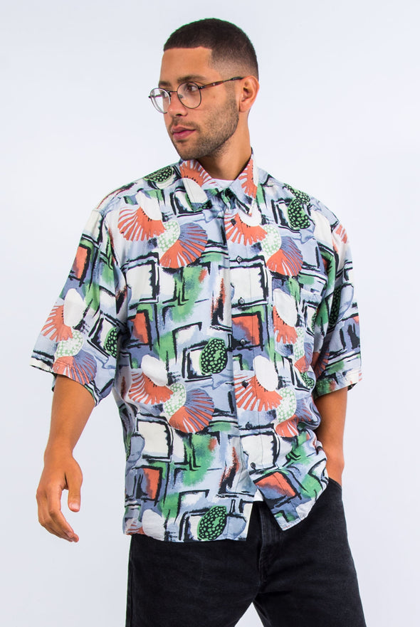 Vintage 90's Crazy Pattern Silk Shirt