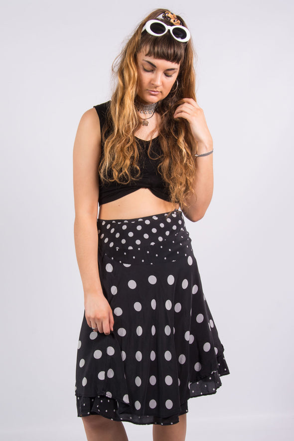 Vintage 90's Polka Dot Pattern Midi Skirt