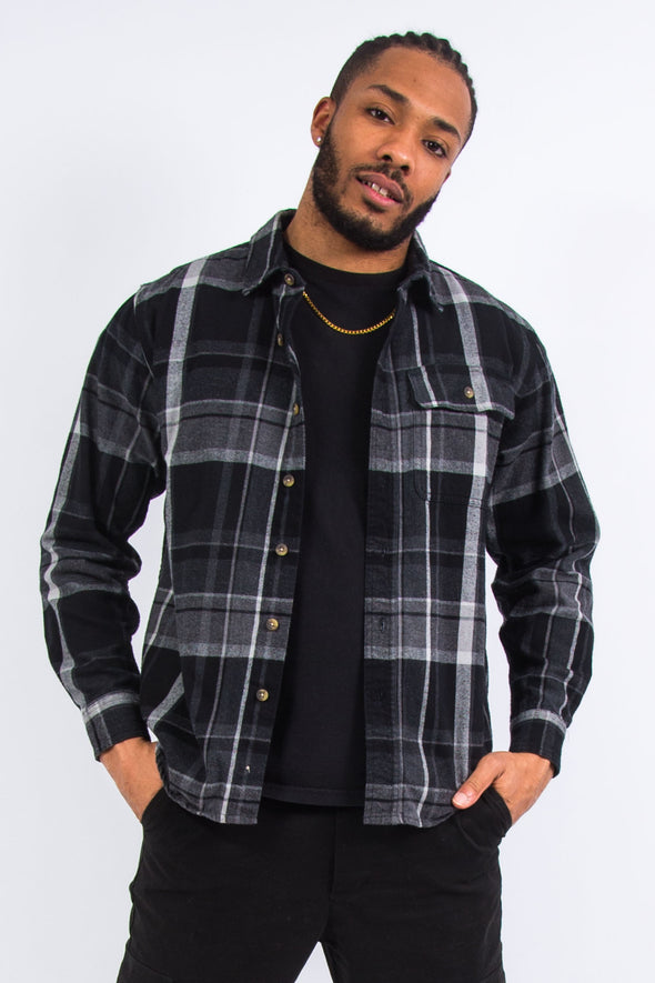 Vintage Grey Check Thick Flannel Shirt