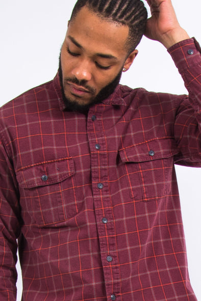 90's Burgundy Check Flannel Shirt