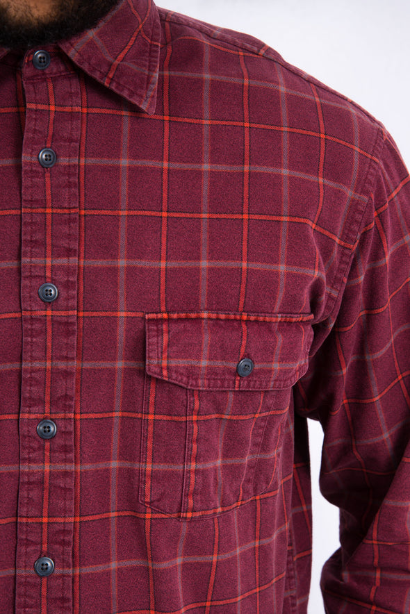 90's Burgundy Check Flannel Shirt