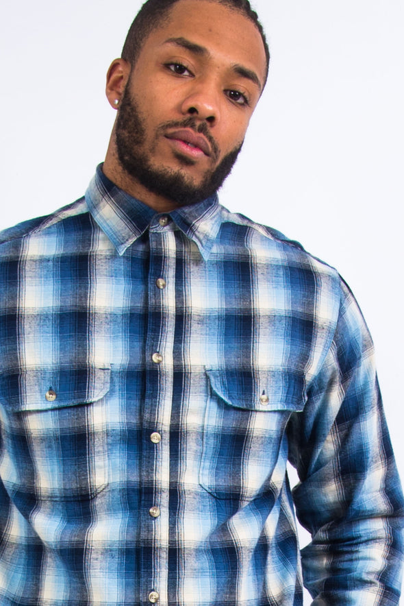 Blue Checked Pattern Flannel Shirt