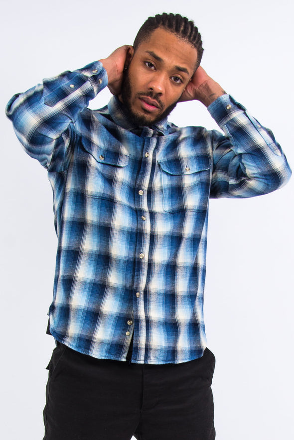 Blue Checked Pattern Flannel Shirt