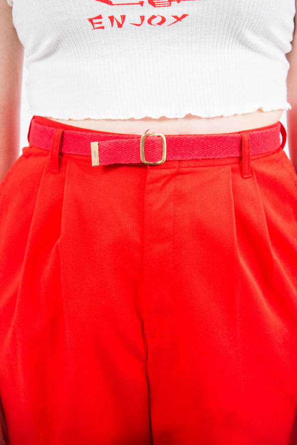 Vintage 90's Red Belted High Waist Trousers