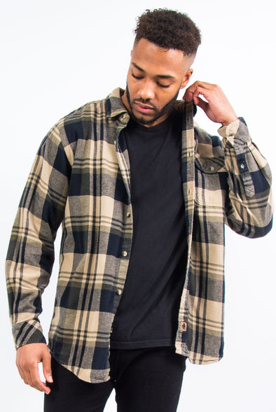 Vintage Beige Checked Flannel Shirt