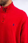 Ralph Lauren Red 1/4 Zip Sweatshirt