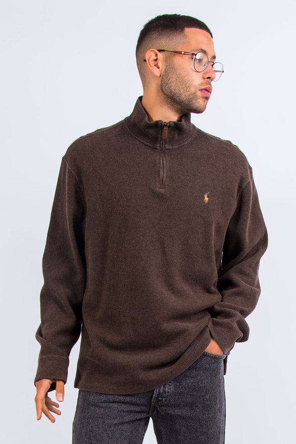 Ralph Lauren Brown 1/4 Zip Pullover Sweatshirt