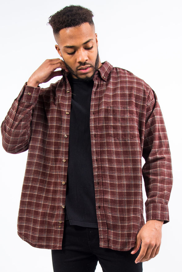 Vintage Brown Check Flannel Shirt