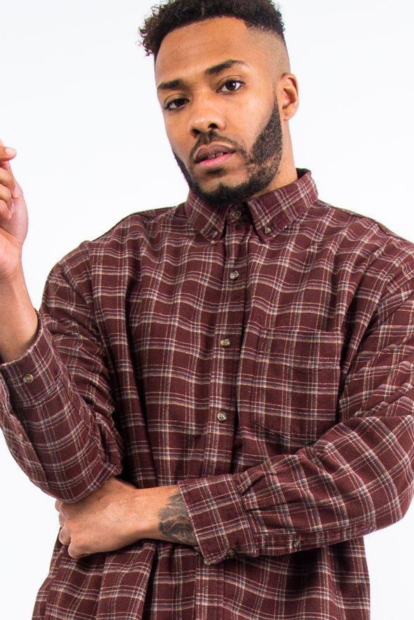 Vintage Brown Check Flannel Shirt