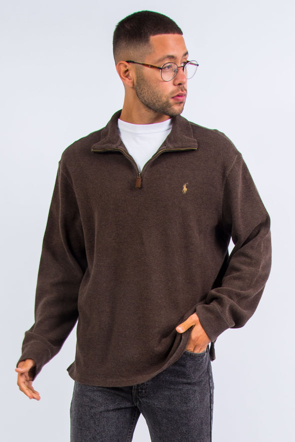 Ralph Lauren Brown 1/4 Zip Pullover Sweatshirt