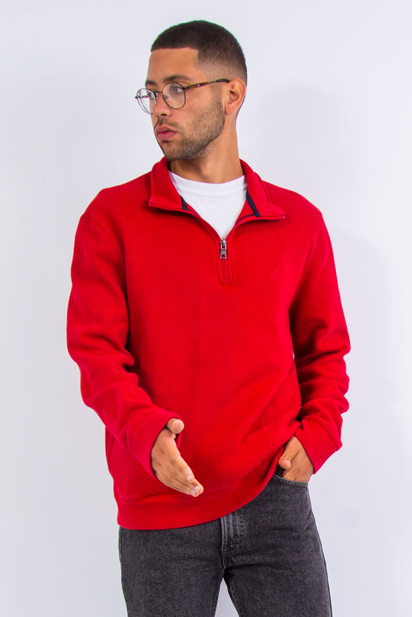 Nautica Red 1/4 Zip Sweatshirt