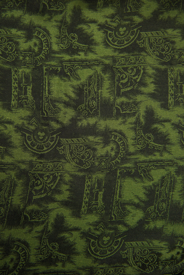 Vintage Green Patterned Silky Shirt