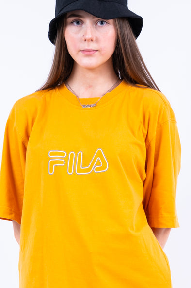Orange Fila Spell Out T-Shirt