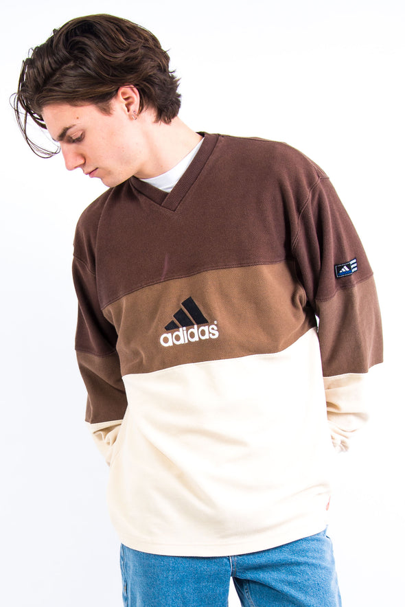 90's Vintage Adidas V-Neck Sweatshirt
