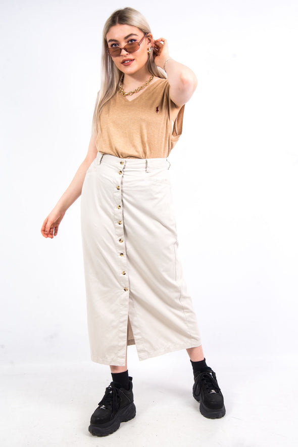 Vintage Beige Cotton Maxi Skirt